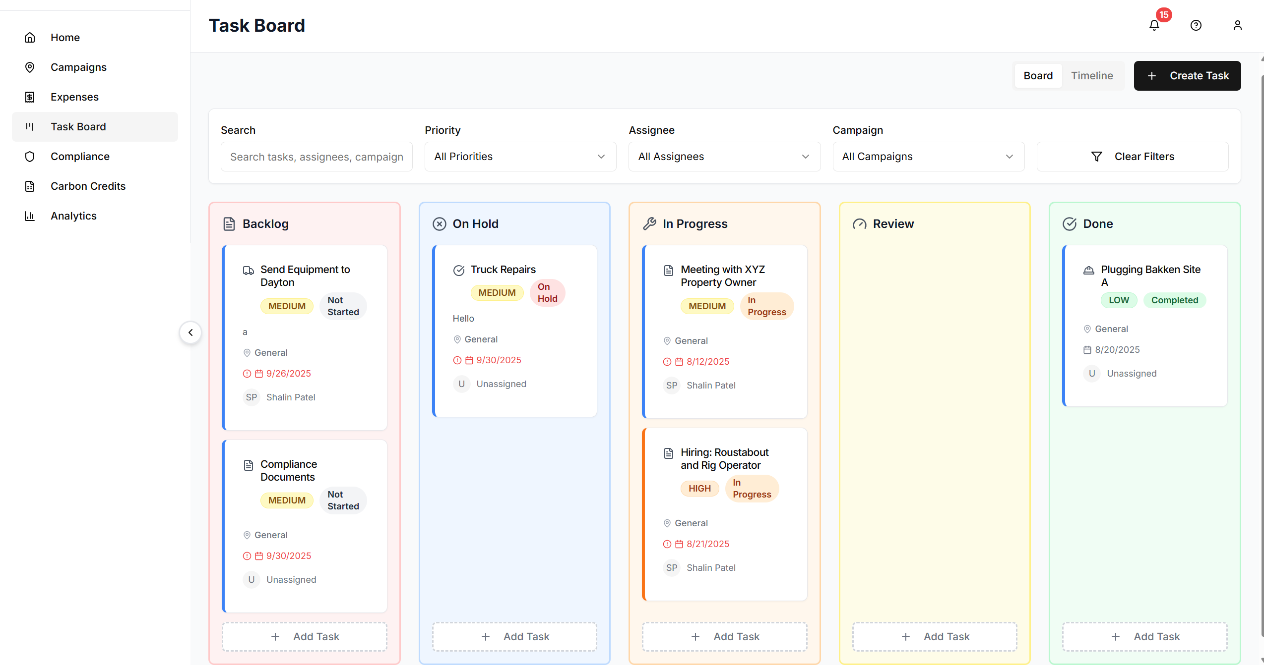 Task Board - Kanban View